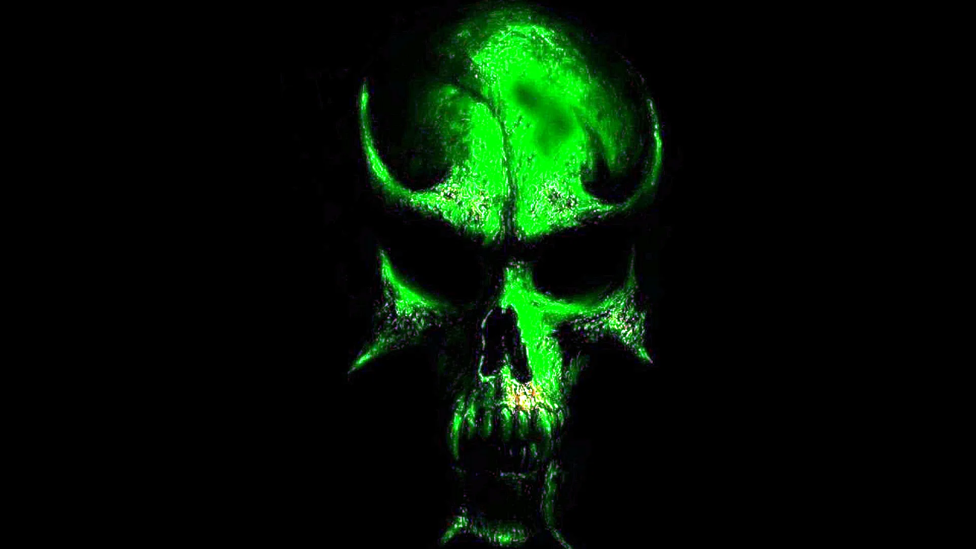 Cool Green Fire Skull Wallpaper