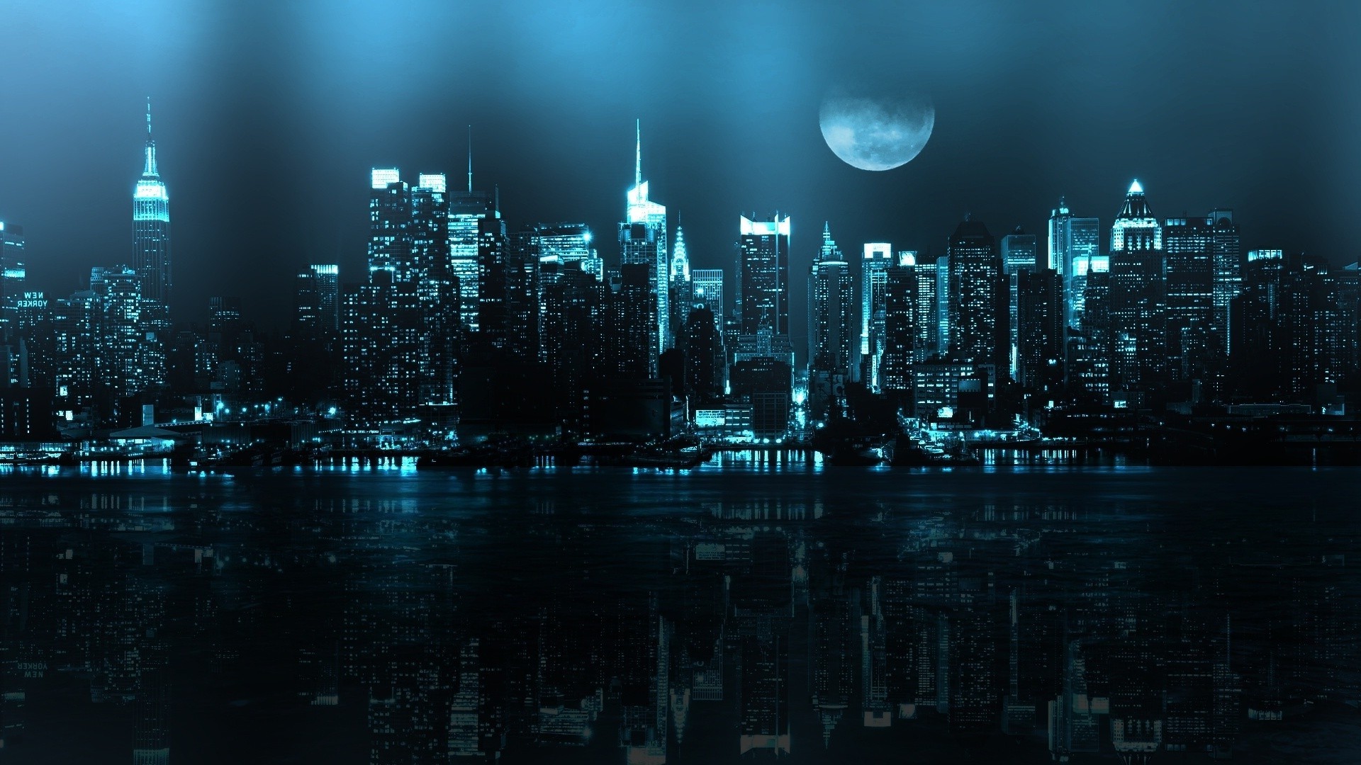 Blue Cityscape HD Wallpaper
