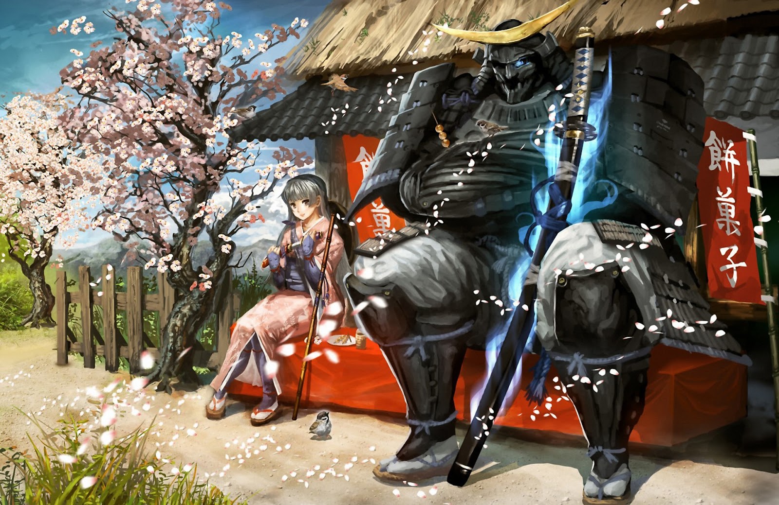 Warrior Armor Katana Anime HD Wallpaper Desktop Pc Background
