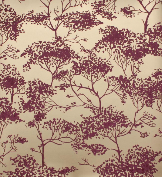 Tivoli Woods Wallpaper Tree Design In Shades Of Light Burgundy On A