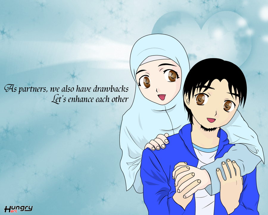 Manga Muslim Couple Drawings Islamicartdb