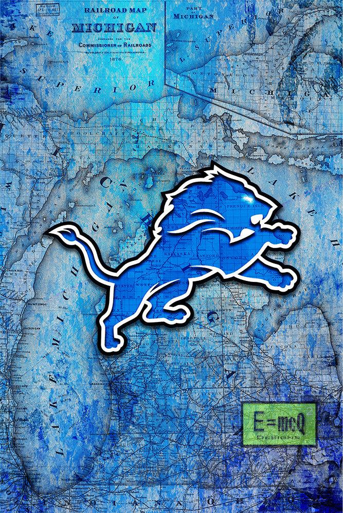 Detroit Lions Sports Poster Artwork In Front