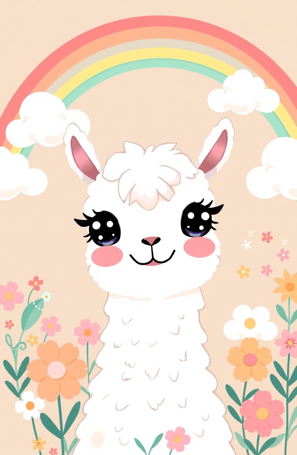 Kawaii Llama Wallpaper