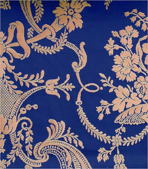 Rococo Damask Fabric Revival Royal Blue And Gold