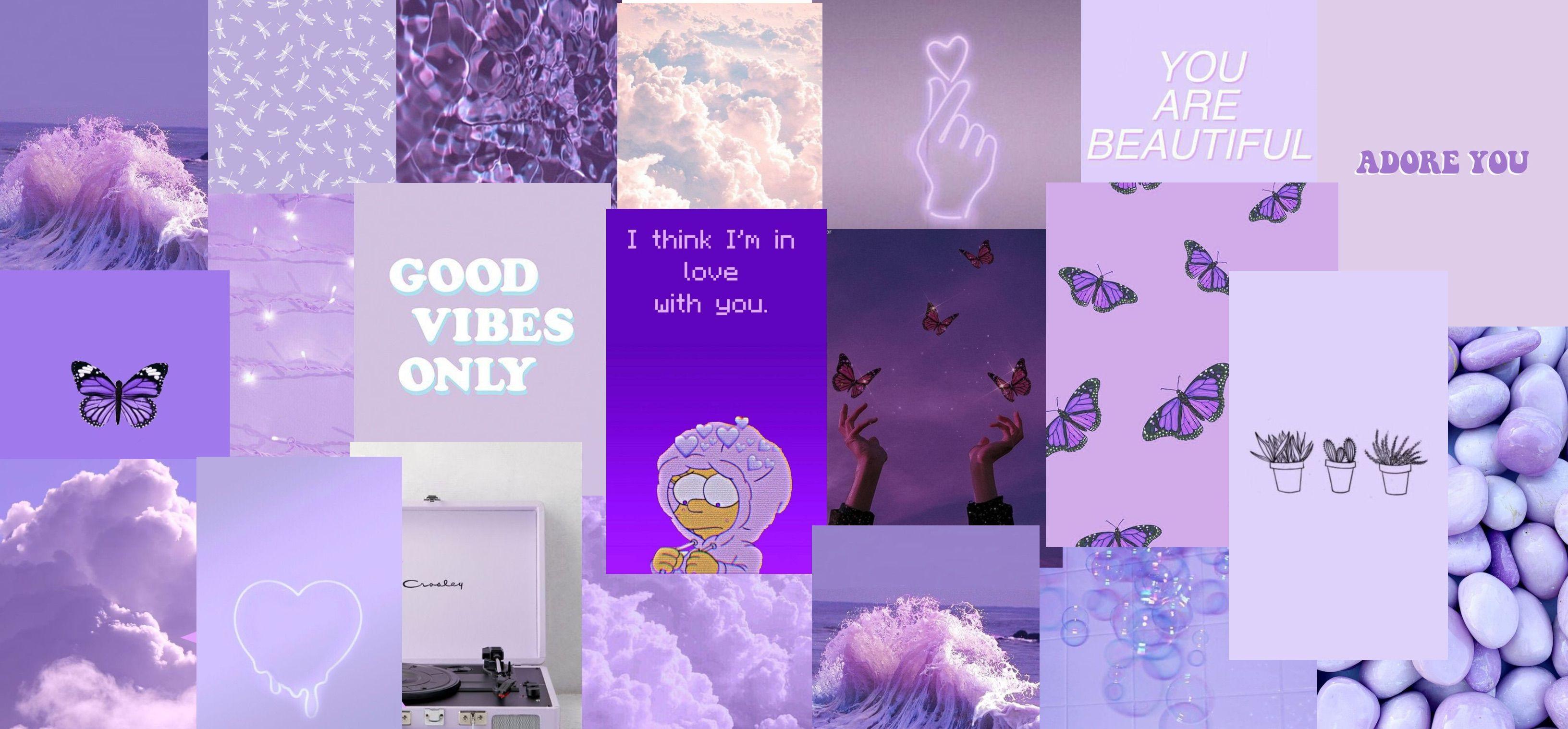 LAVENDER AESTHETIC COLLAGE Pretty wallpapers Cute laptop
