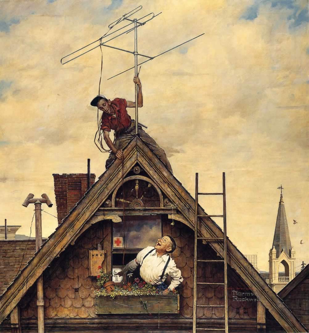 New Television Antenna Norman Rockwell Paintings Wallpaper Image