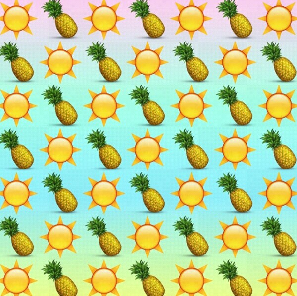 Background Cute Emoji Pastel Pineapple Rainbow Wallpaper