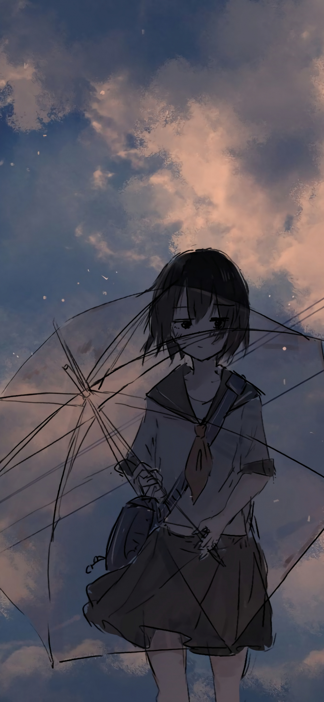 Anime Girl And Umbrella Art Wallpaper iPhone