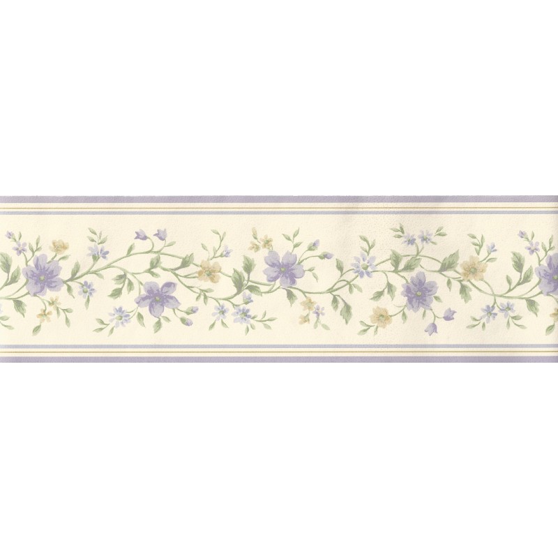 Home Cottage Floral Lilac Ochre Narrow Border By Crown