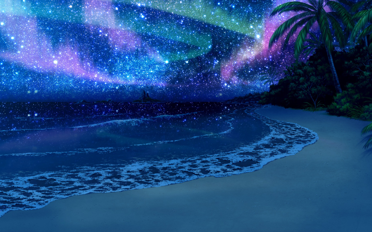 Download Beach peace fantasy starry sky night art wallpaper