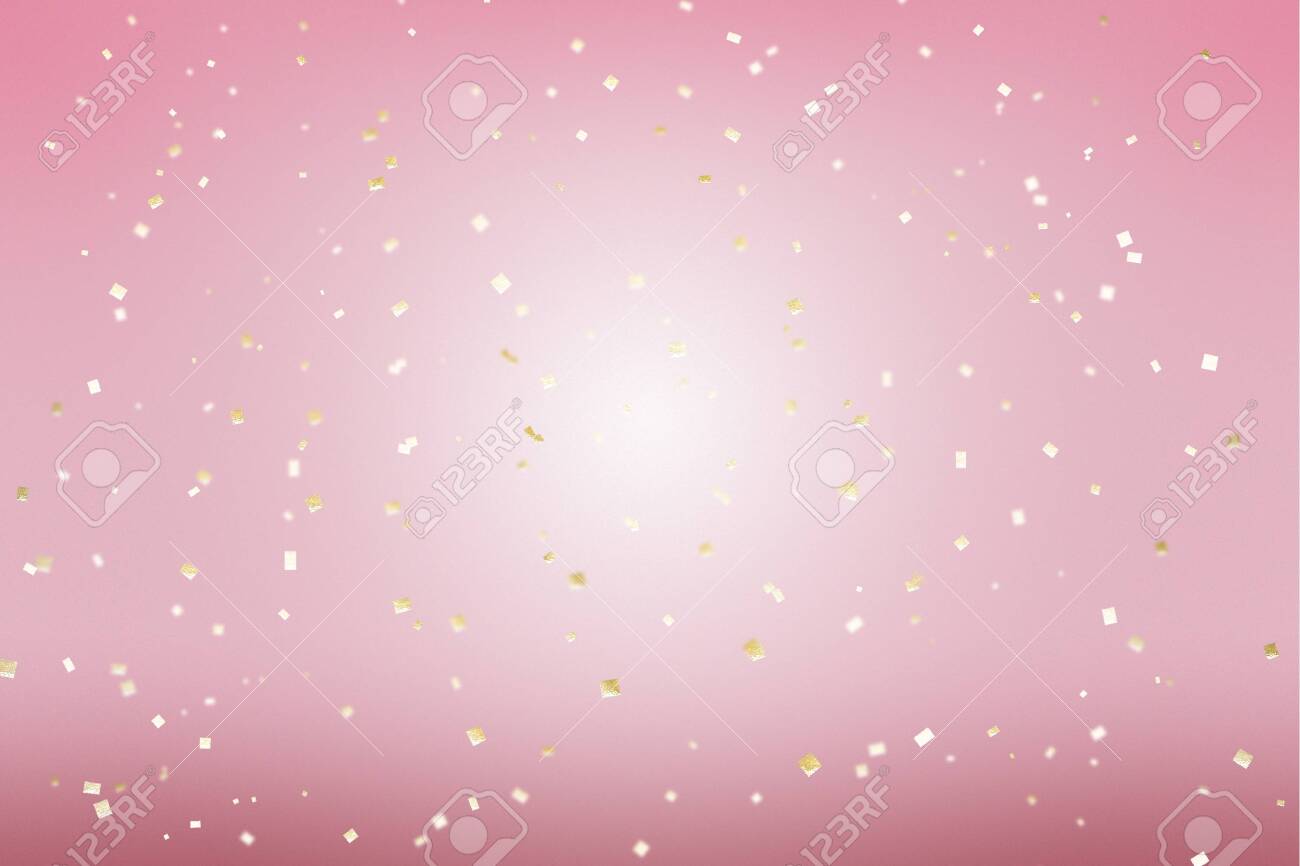 Gold Golden Confetti Pink Background In Modern Style Romantic