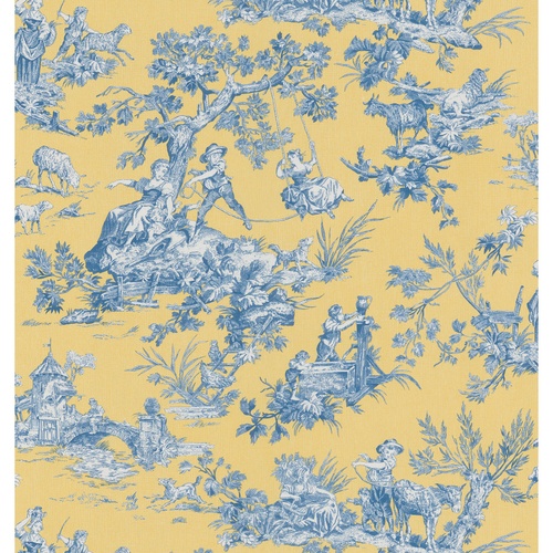 Brewster Wallcovering Blue And Yellow Toile Wallpaper Lowe S