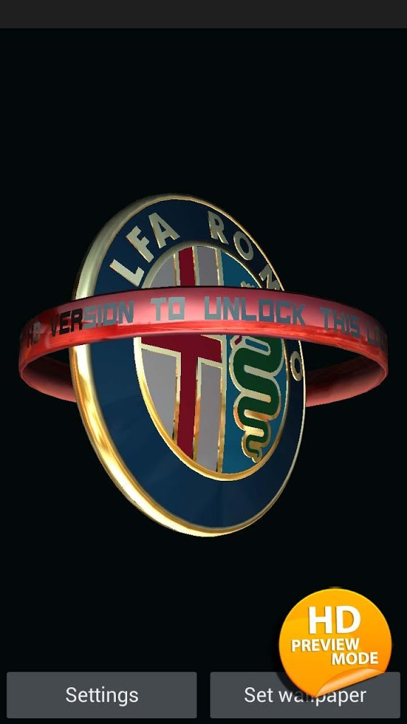 3d Alfa Romeo Logo Lwp For Android