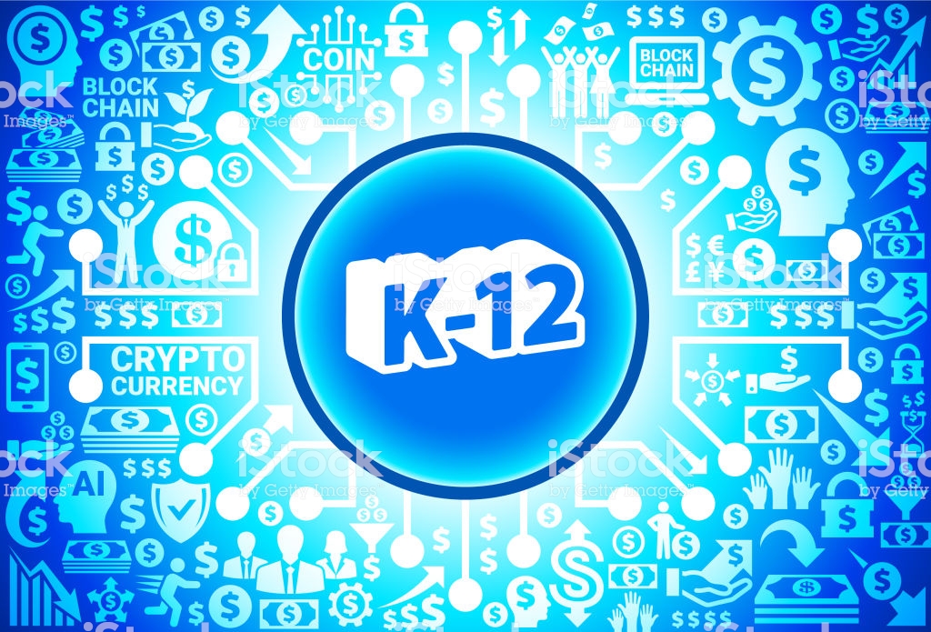 K12 Grades Icon On Money And Cryptocurrency Background Stock