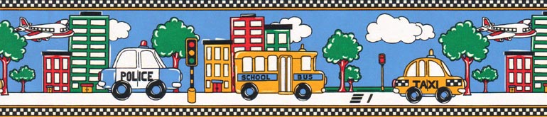 Details About Kids School Bus Police Tax I Wallpaper Border 329b81337