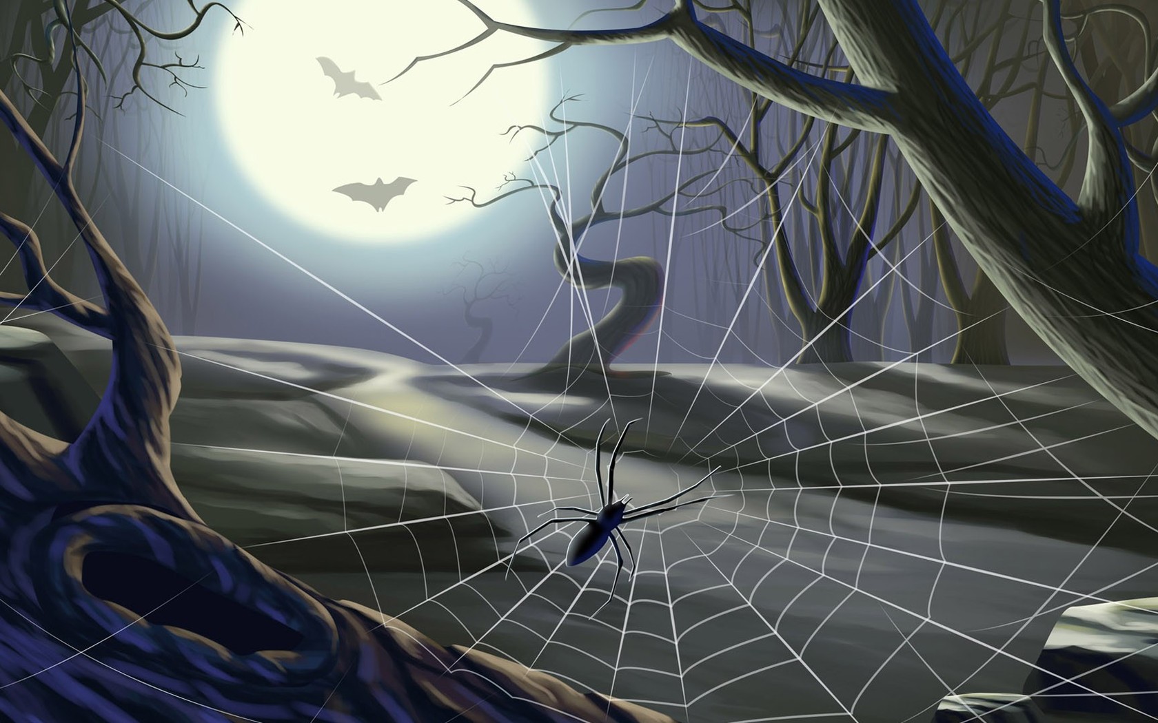 Spider Web On Halloween Wallpaper