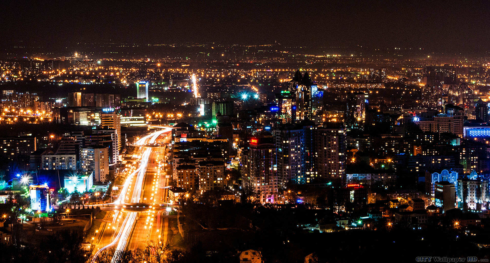 Night Almaty Watch Widescreen Background Cities Around The