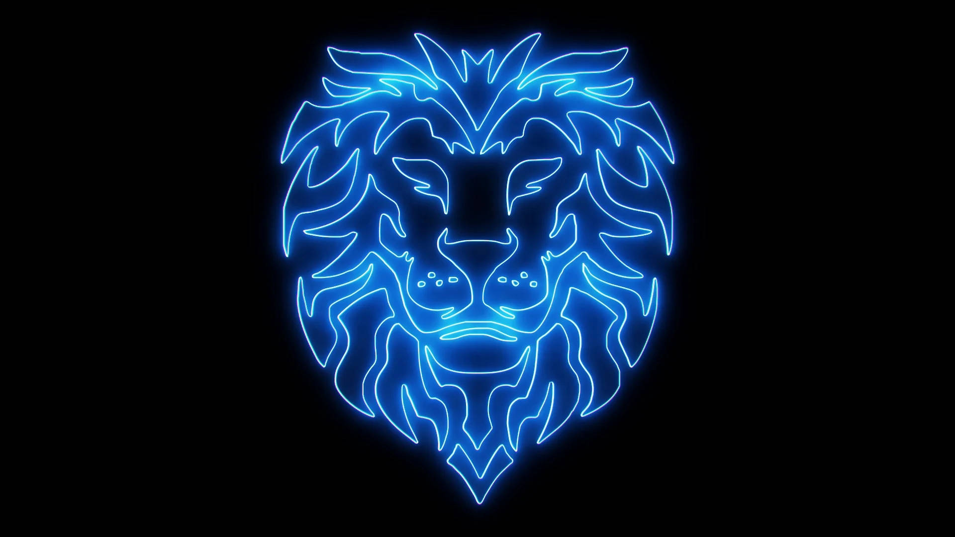 Neon Blue Lion Head Wallpaper