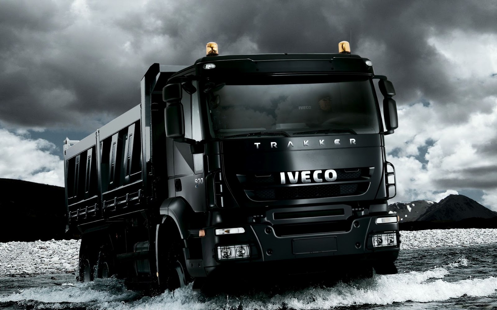 Black Iveco Trakker Truck HD Desktop Wallpaper