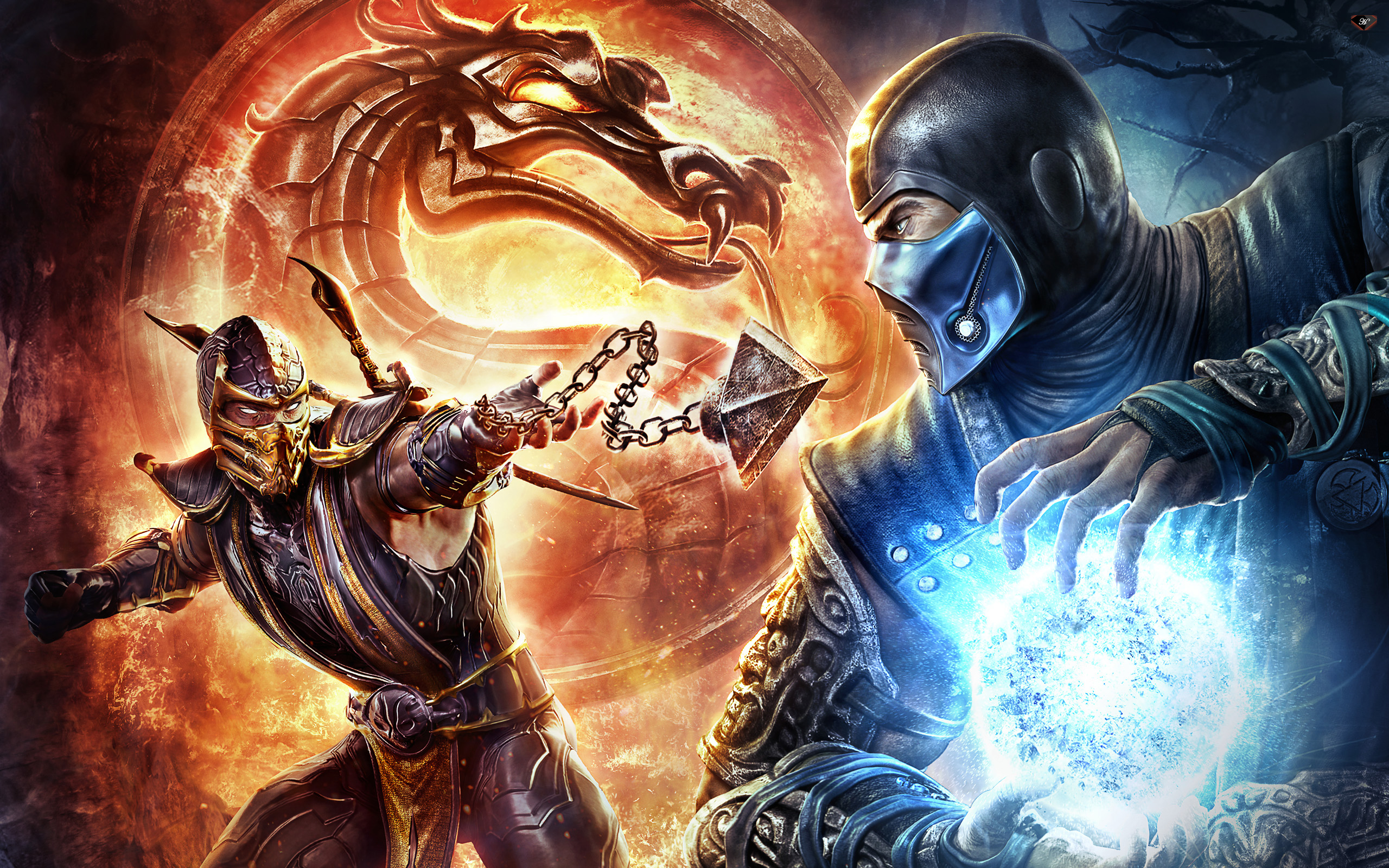Mortal Kombat characters Scorpion and Sub-Zero facing off