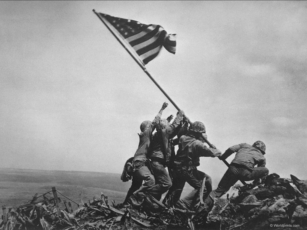 Flag Raising Iwo Jima World War Two Wallpaper
