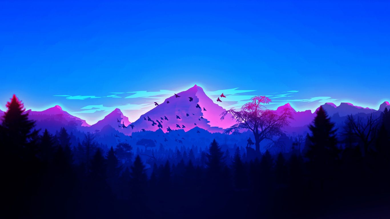 Blue Minimalist Mountain Range Wallpaper In Resolution