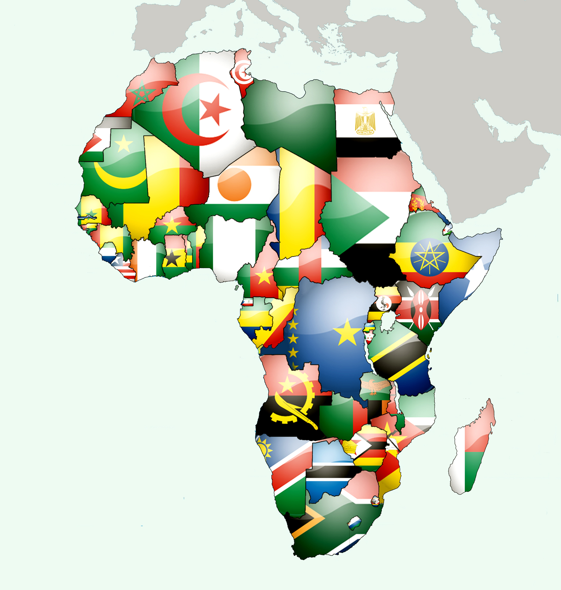 Maps Of African Continent Countries Capitals And Flags