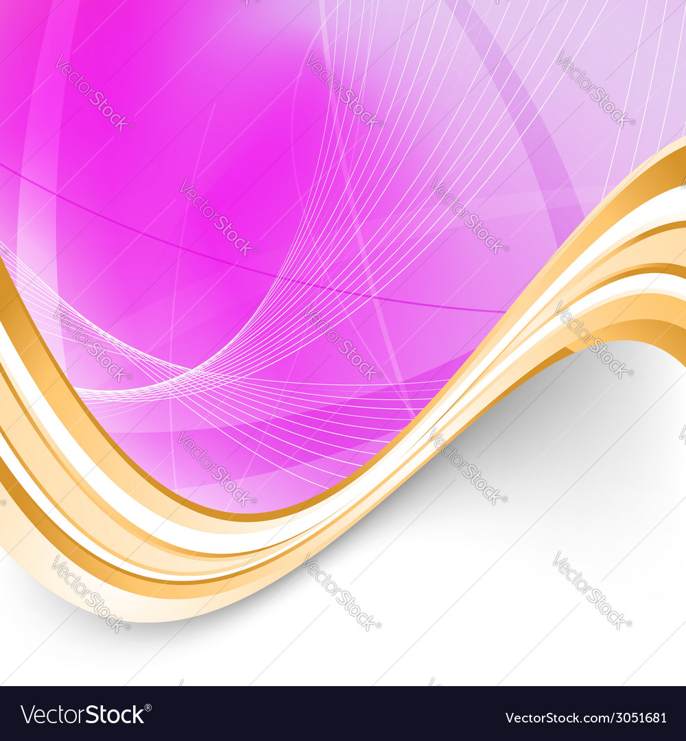 Pink Folder Background Golden Border Swoosh Vector Image