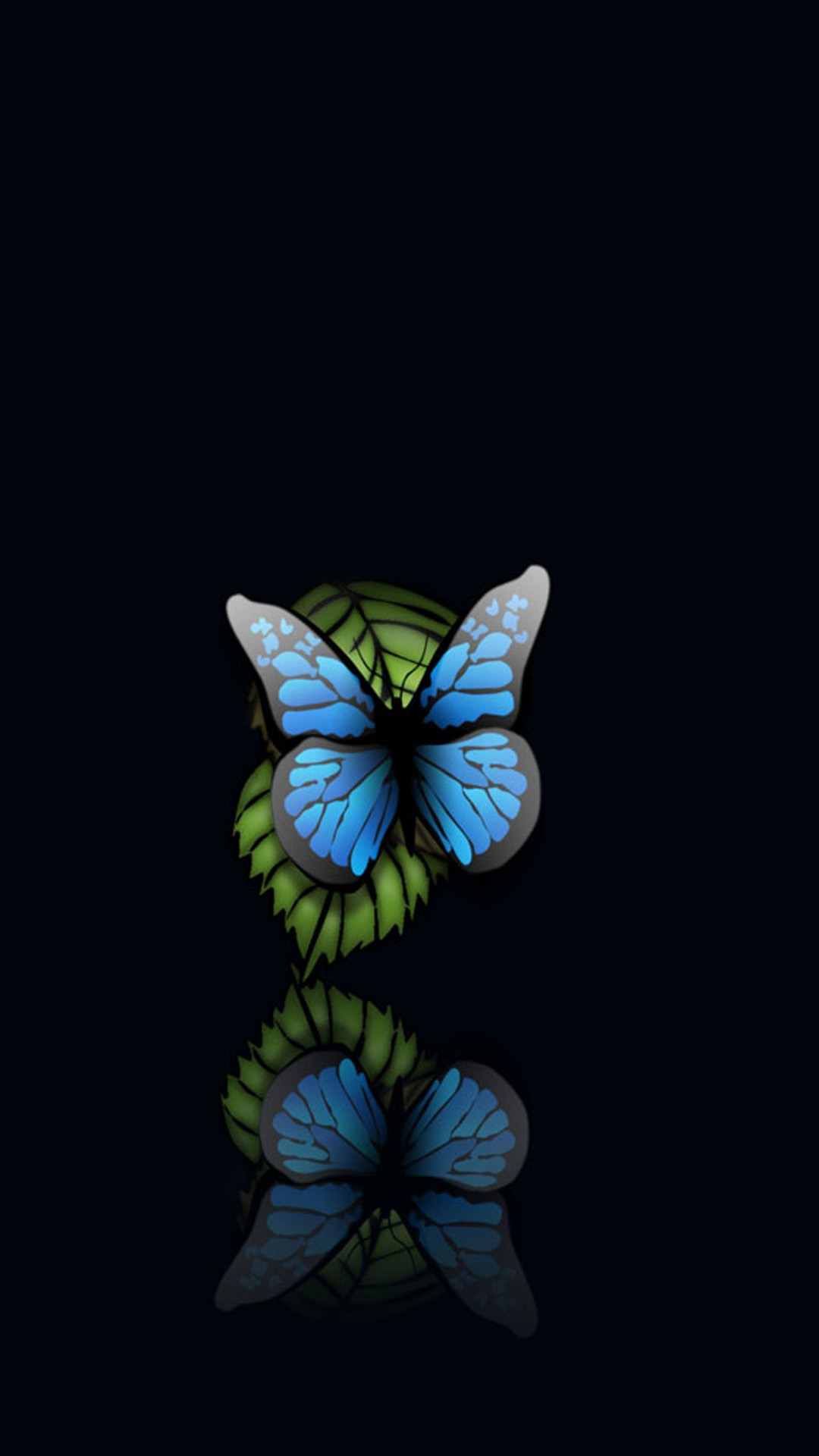 Blue Butterfly Black Background Android Wallpaper