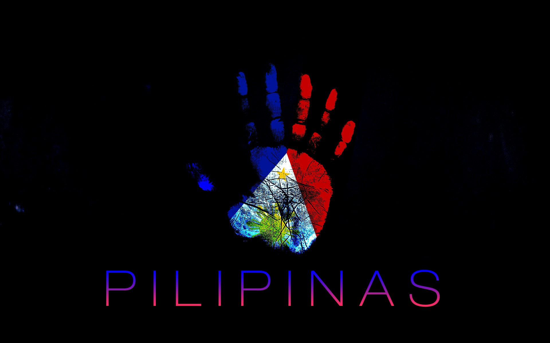 Red Wallpaper Blue Hands Colored Flags Philippines