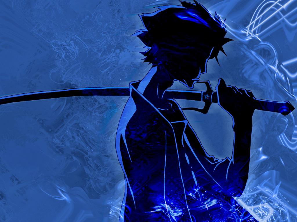 Mugen Azul Samurai Champloo Papel De Parede Sobre