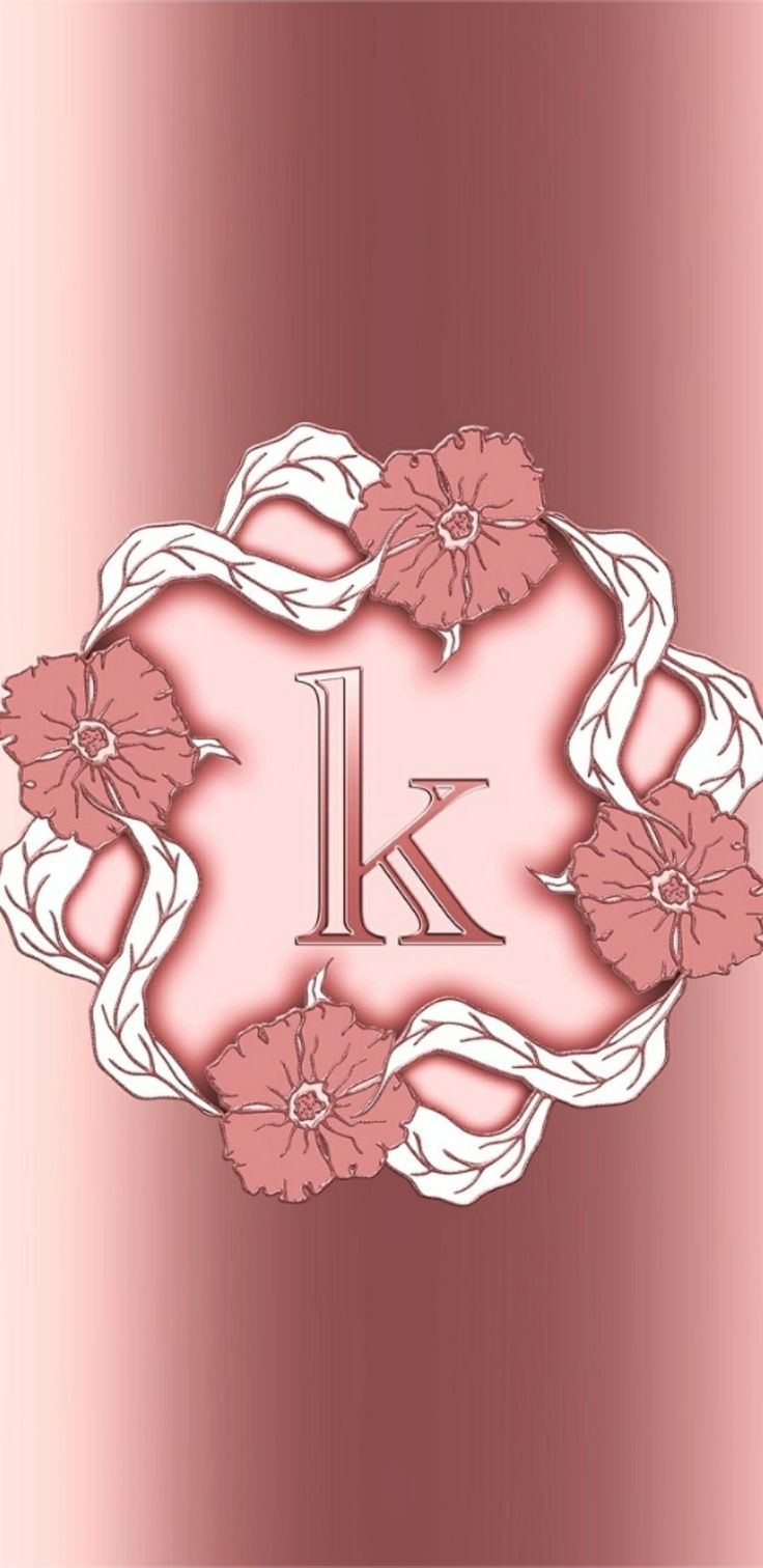 Cute Wallpaper With Letter K And Pink Flowers