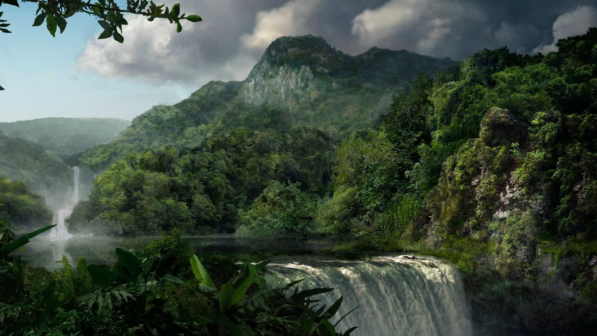 Waterfall In Rainforest Wallpaper