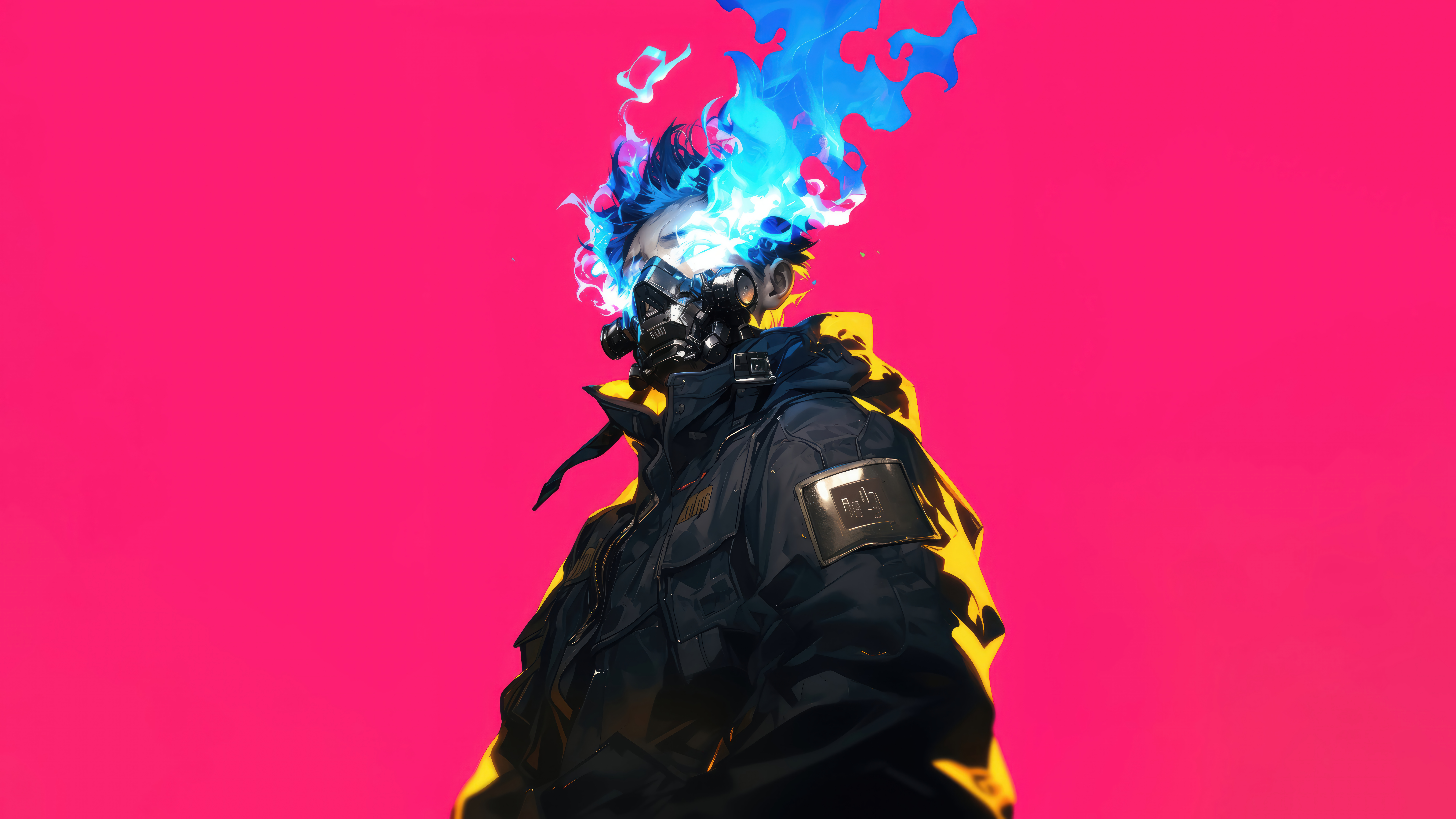 Cyberpunk Mask Boy Burning 4k 8k Wallpaper