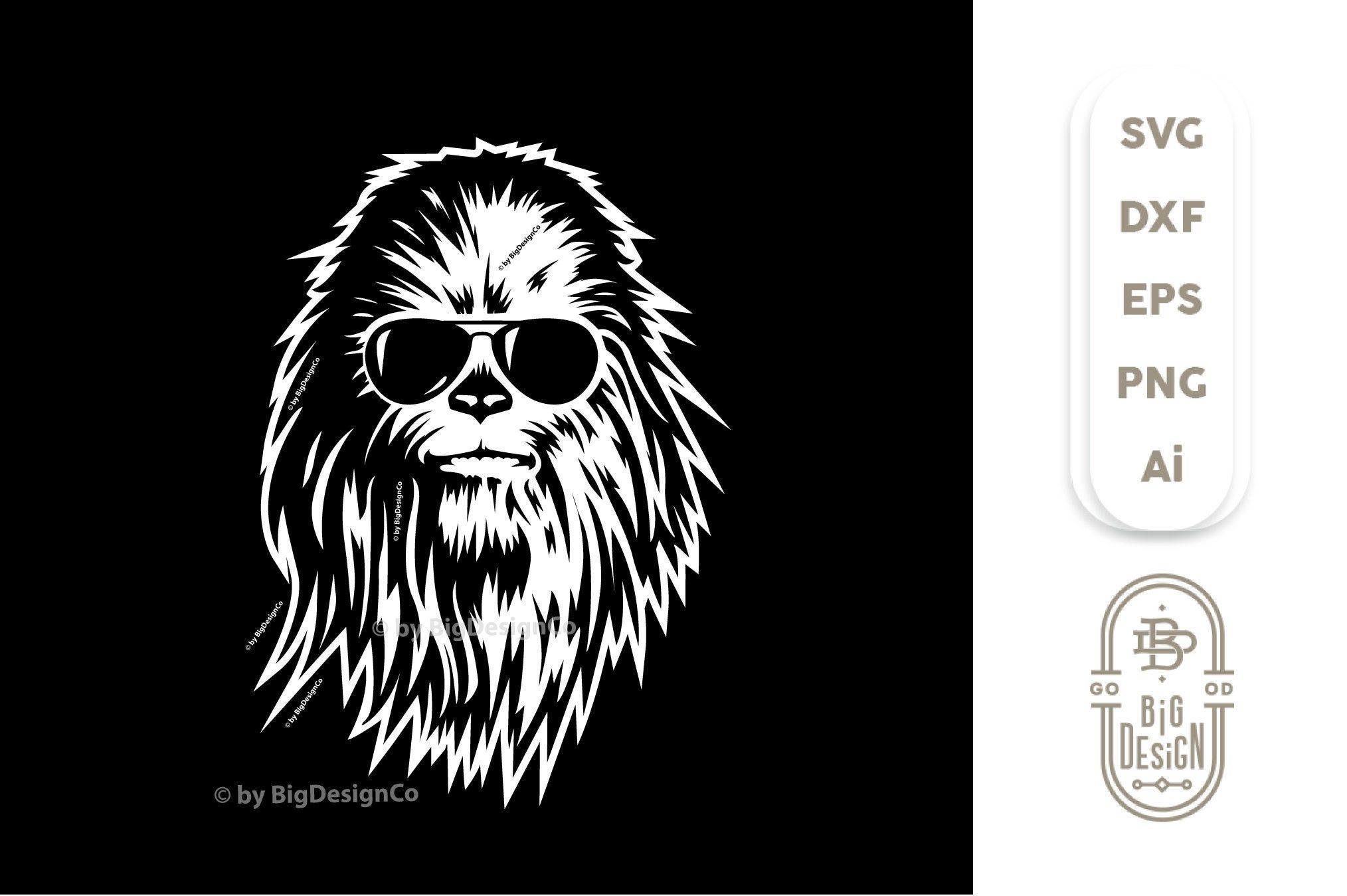 Chewbacca With Sunglasses Svg For Dark Background Star Wars
