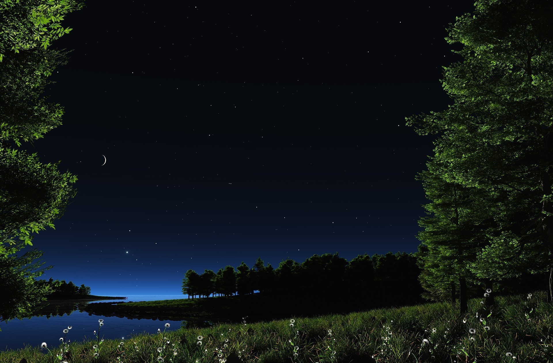 Nature In Night Desktop Wallpaper Pictureicon