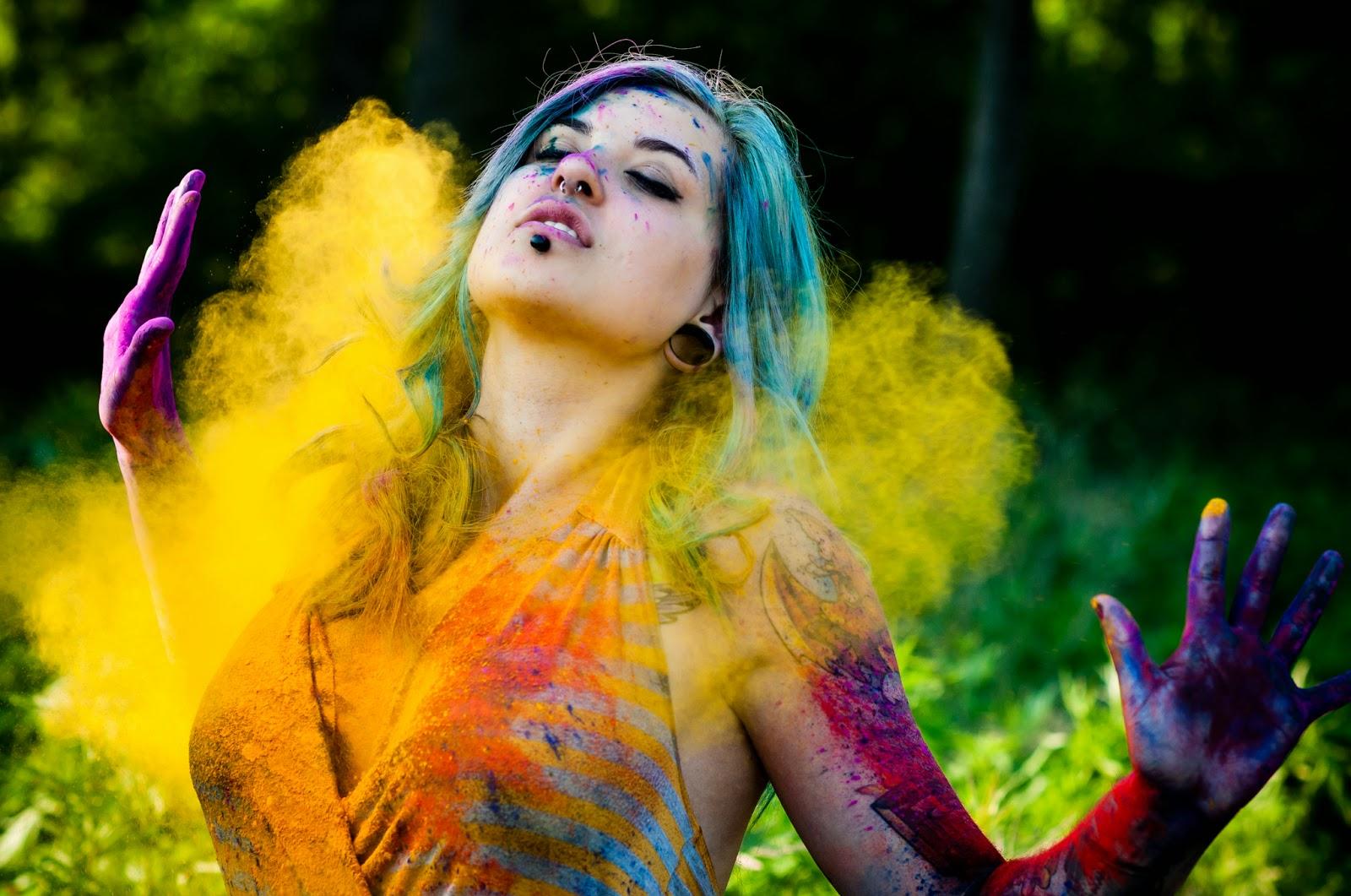 Happy Holi Indian Festival Girl Painted HD Wallpaper