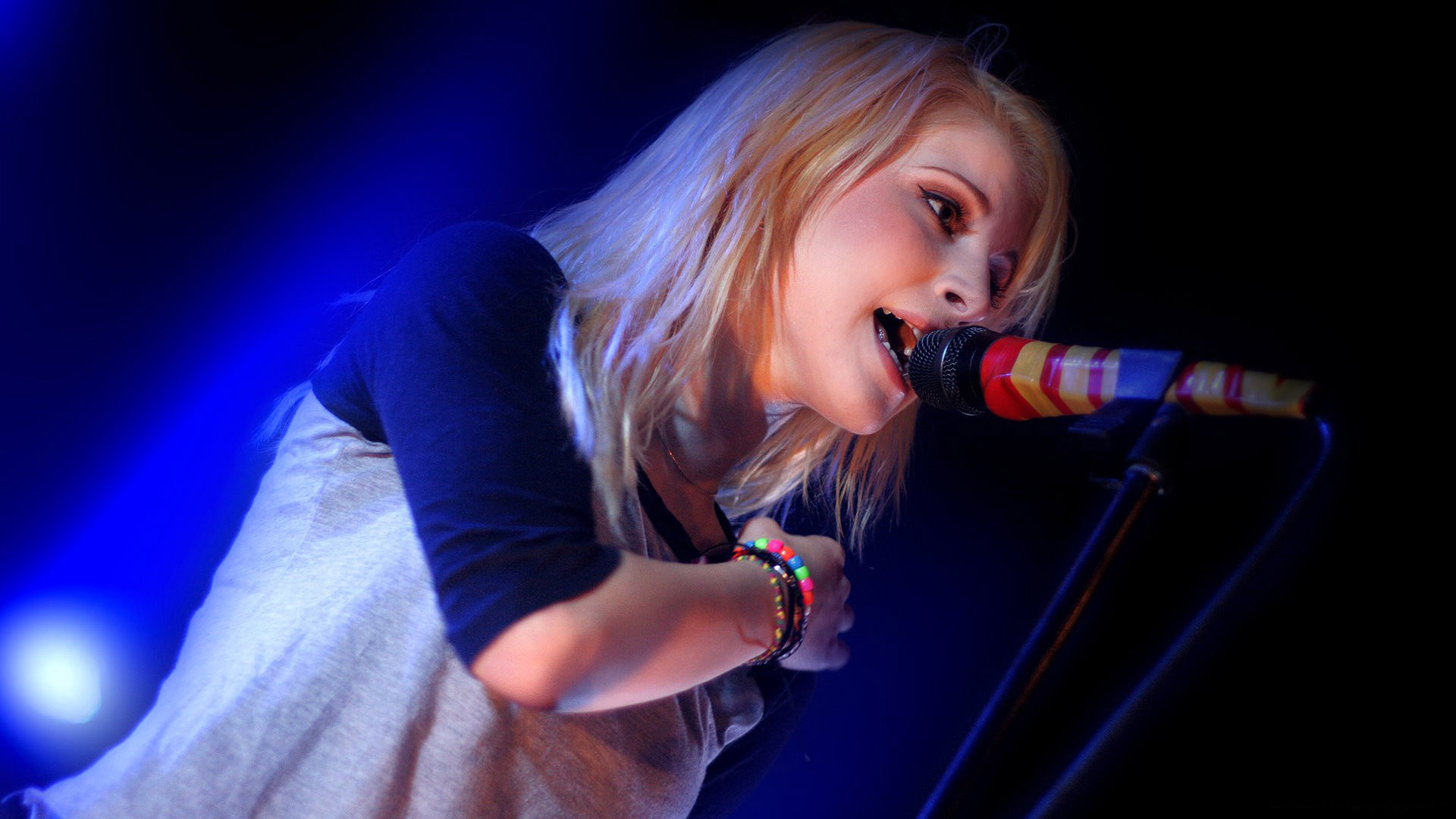 Hayley Williams And Striped Microphone Wallpaper