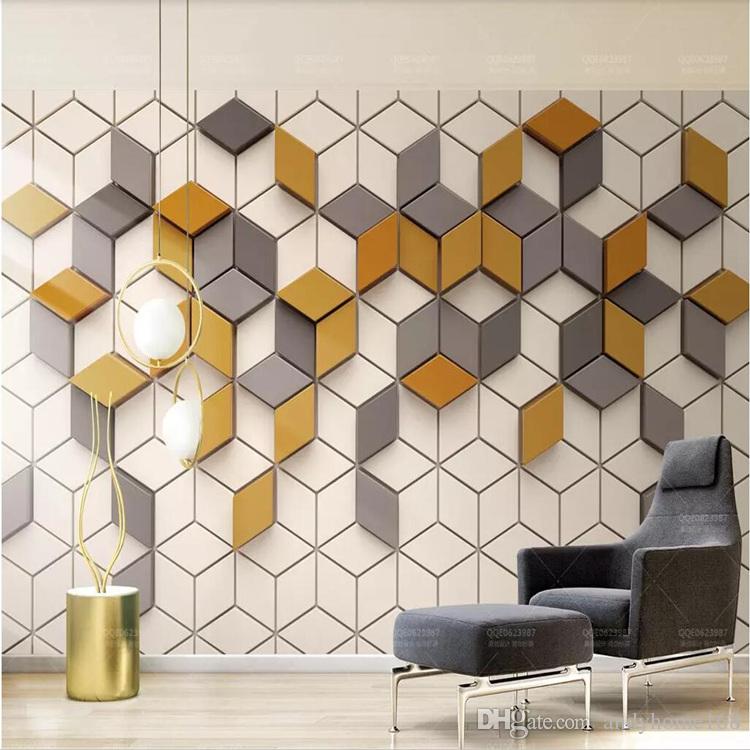 3d Simple Modern Wallpaper Nordic Geometric Square Wallpaper TV