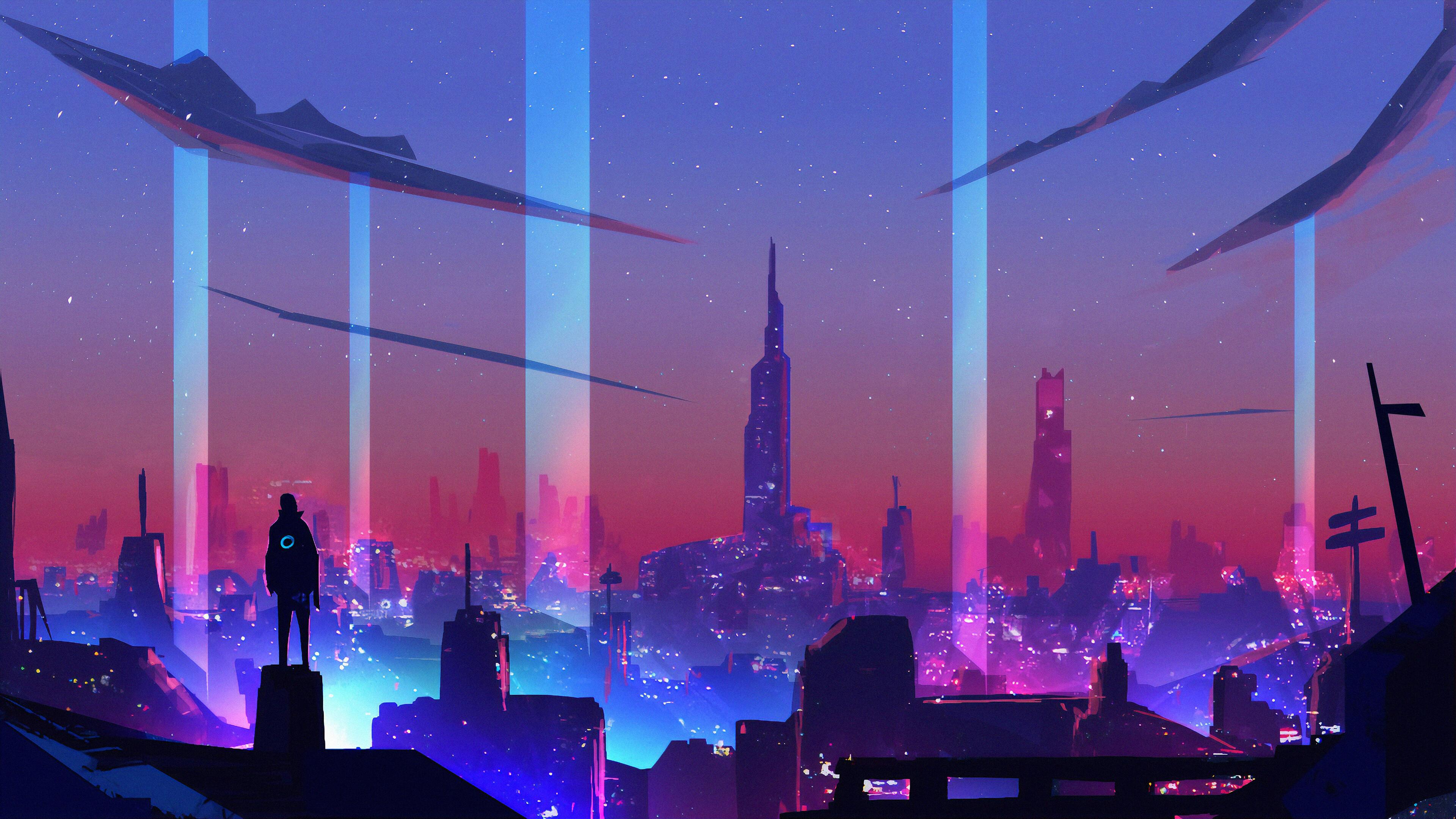 Sci Fi City Night Digital Art 4k Wallpaper
