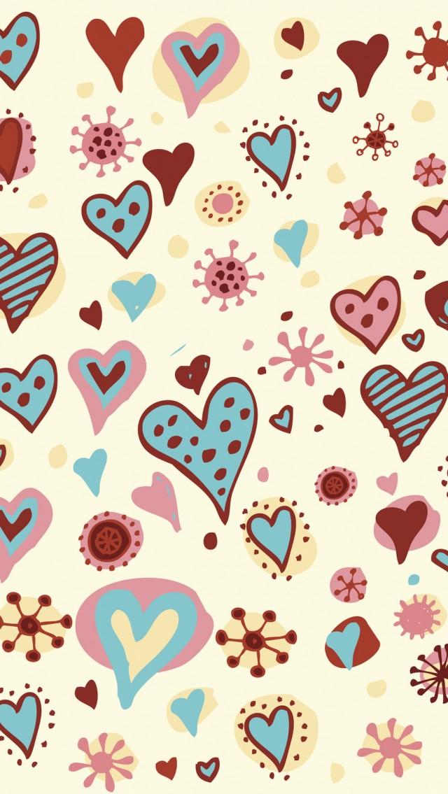 Valentines Day Hearts Textures iPhone Wallpaper