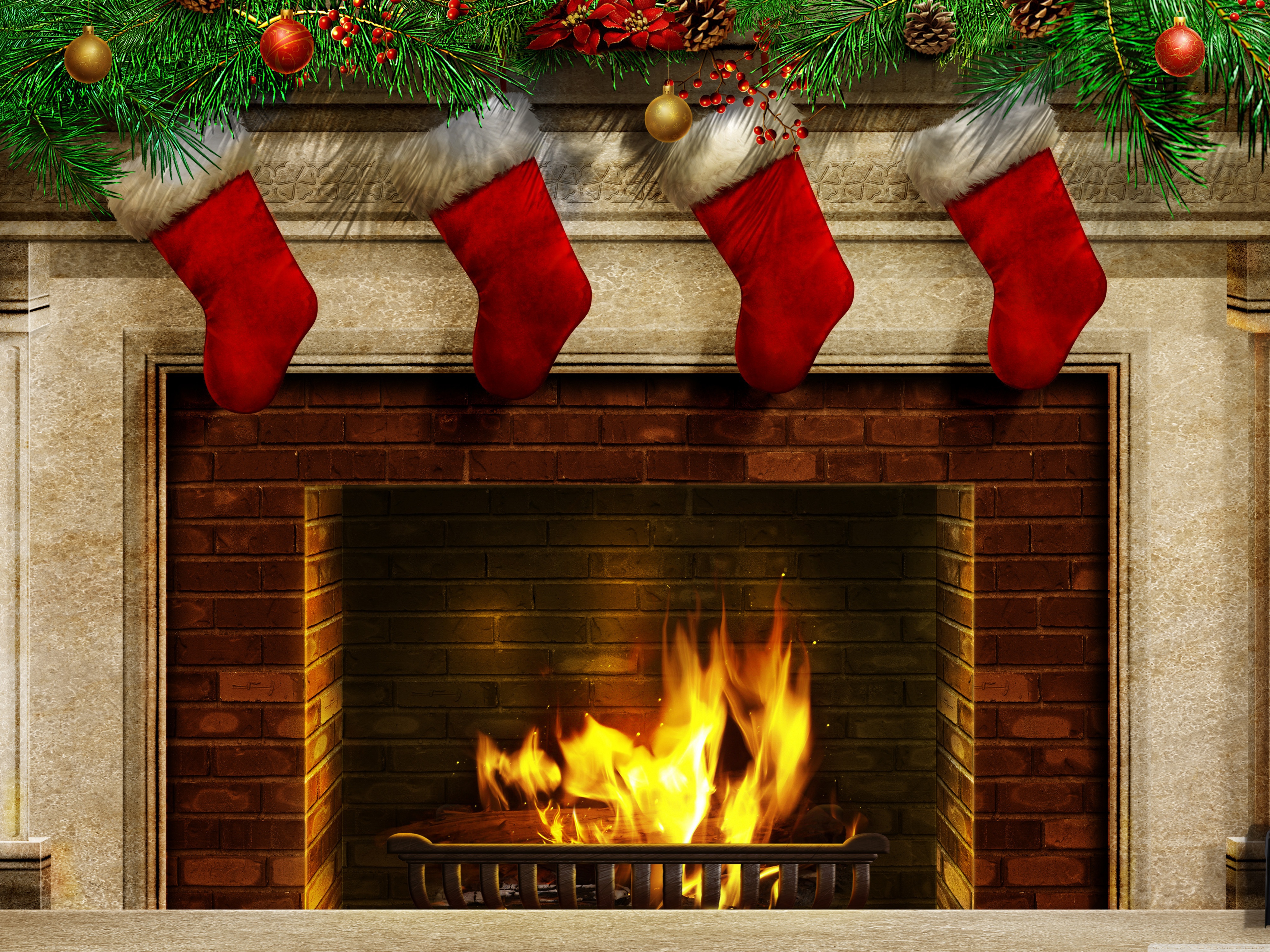 New Year S Socks At A Fireplace Wallpaper And Image