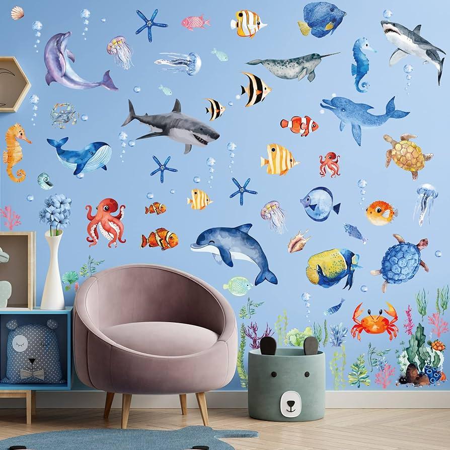Amazon Pieces Ocean Animals Wall Decals Jellyfish