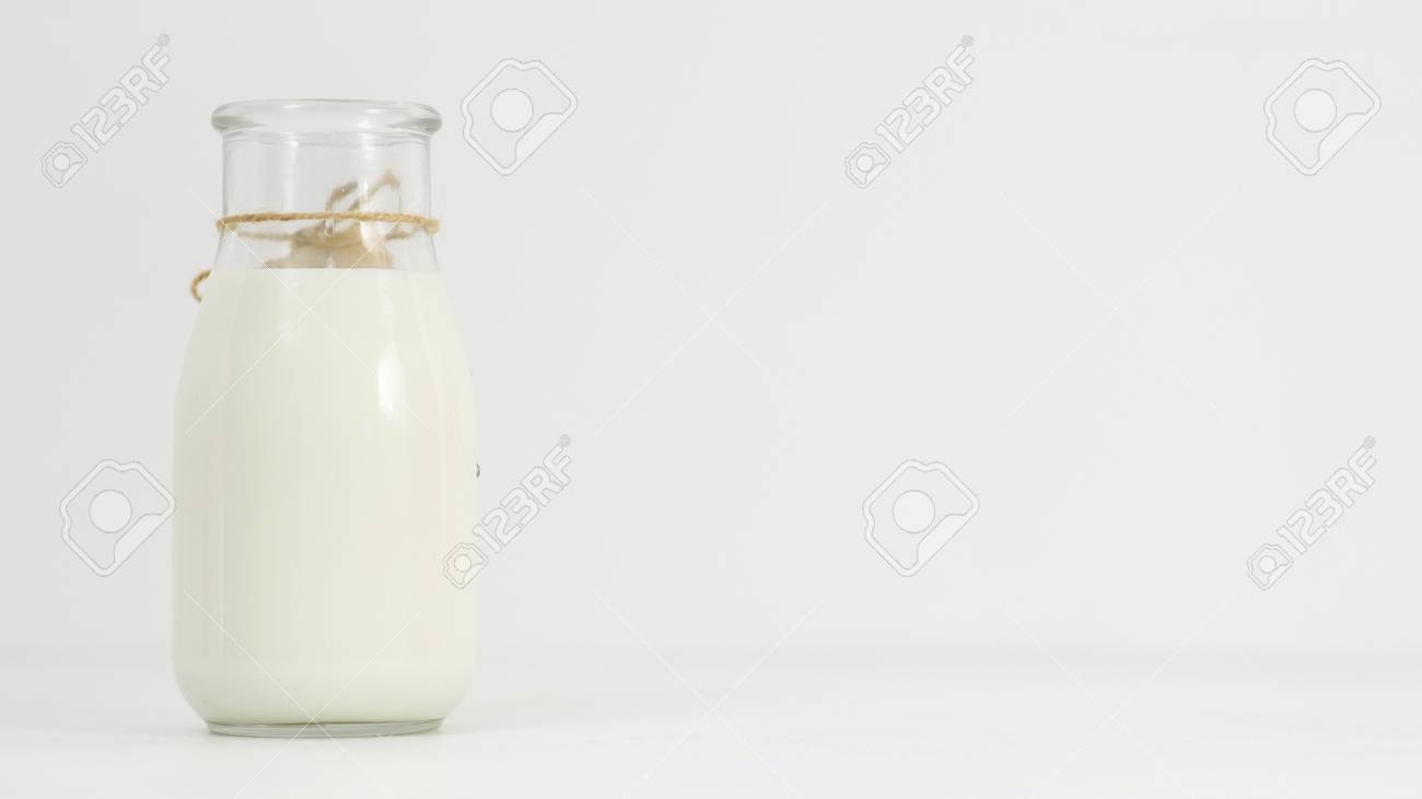 Milk Kefir Greek Yogurt Bottle On White Background Fresh And
