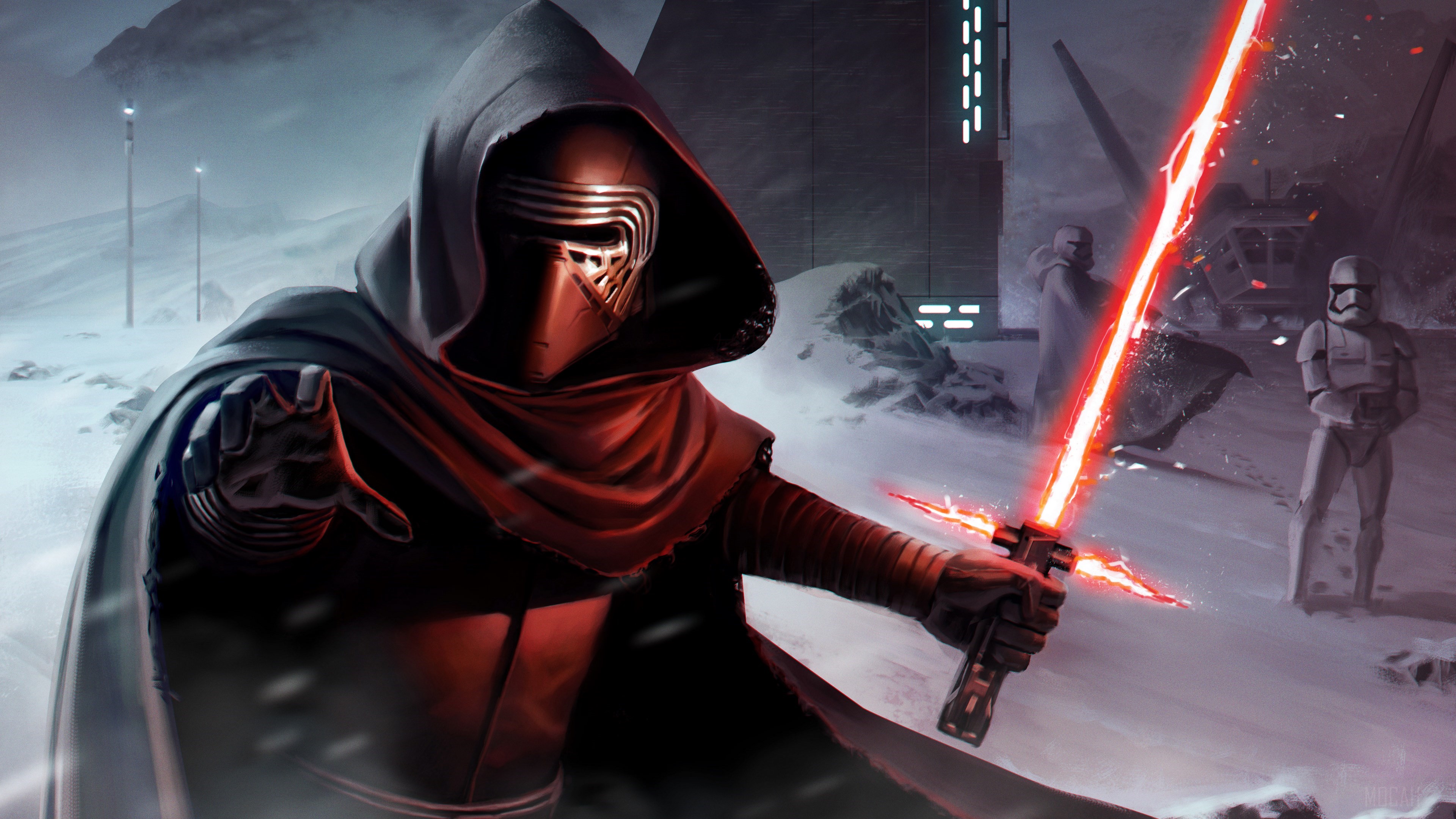 Kylo Ren Lightsaber Star Wars Stormtrooper 4k HD Wallpaper
