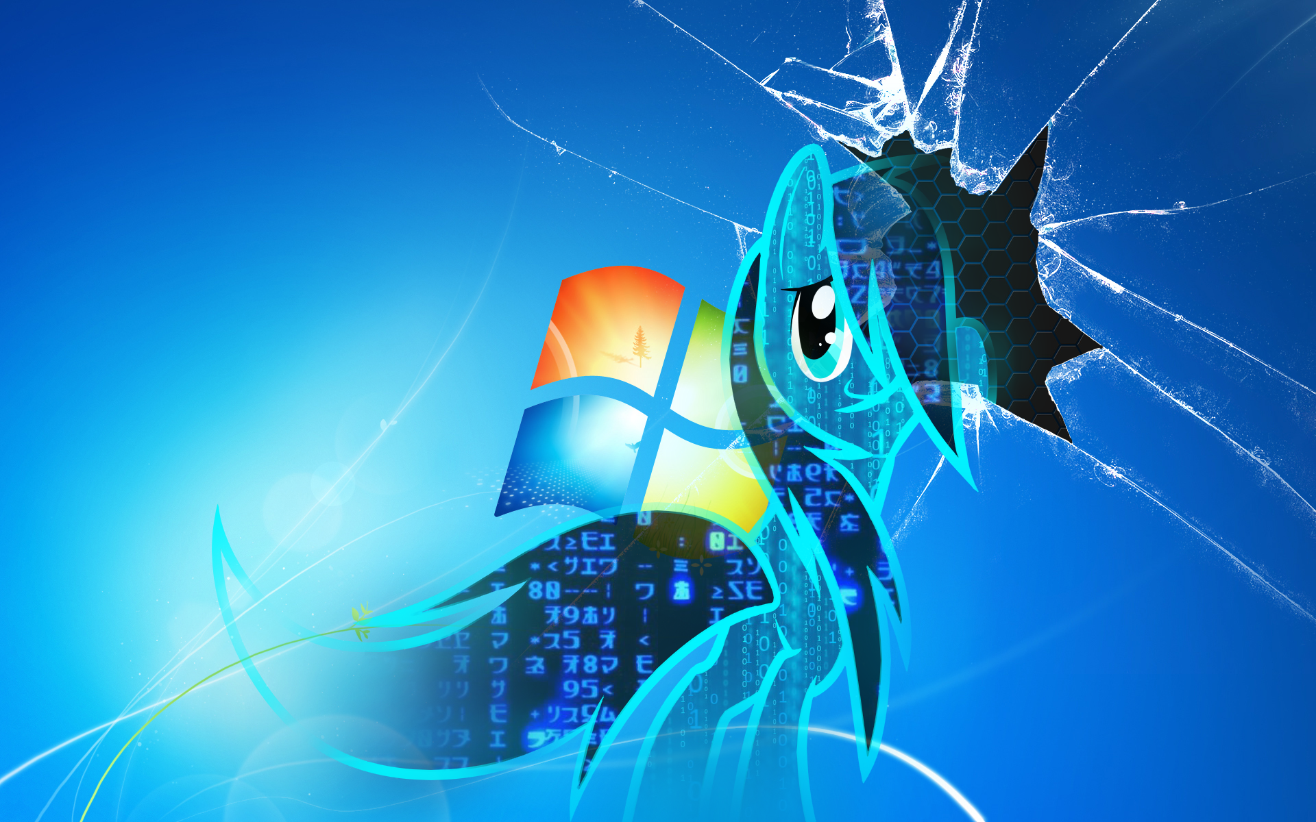 Broken Screen Windows Virus Pony Background Wide Wallpaper