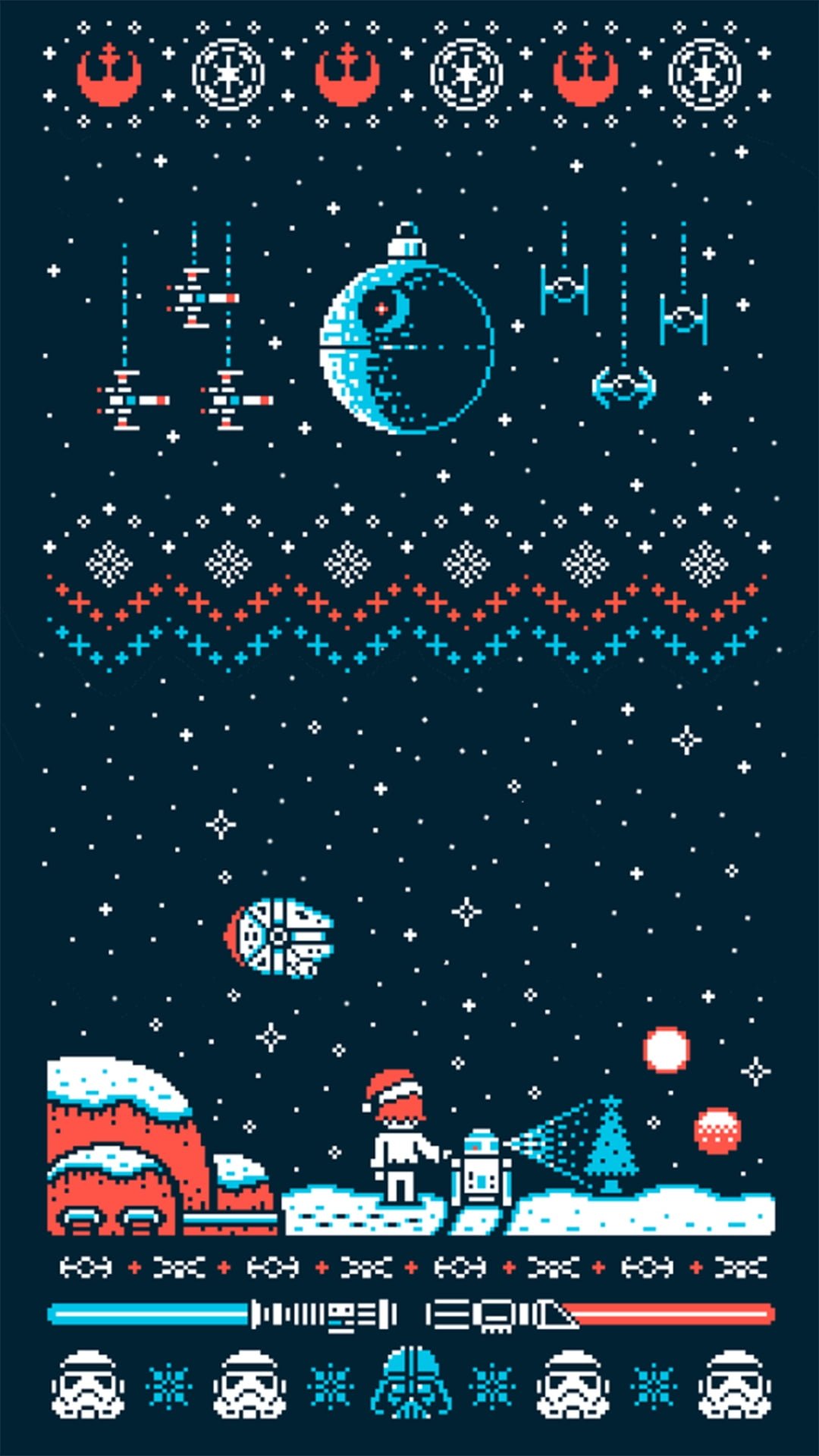 Star Wars   Christmas Ver   8bit iPhone Wallpapers 1080x1920
