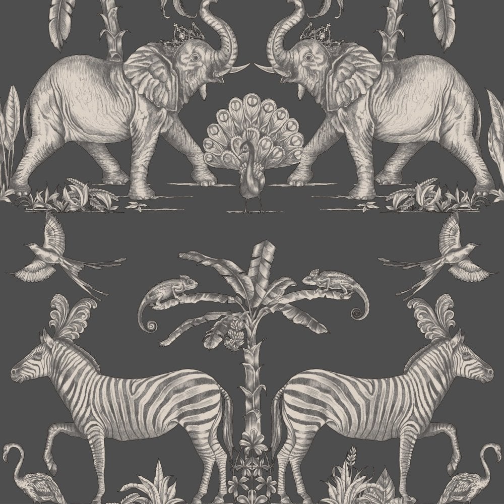 Shop Sublime Colonial Charcoal Pale Gold Animal Wallpaper