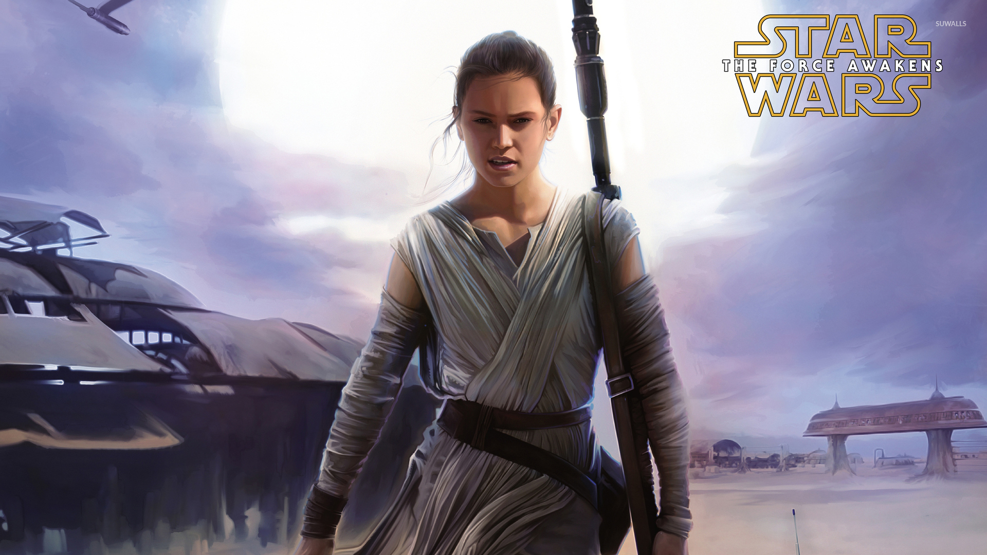 Rey In Star Wars The Force Awakens Wallpaper Movie