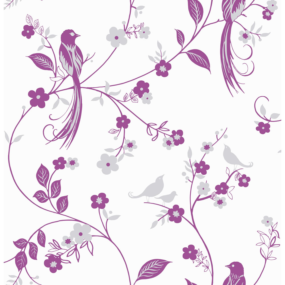 Wilko Bird Wallpaper Pink At